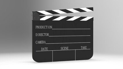 Fototapeta na wymiar movie clappers open and close isolated on white background