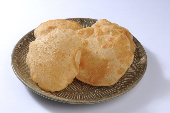 puri or poori fried Indian bread made from wheat 