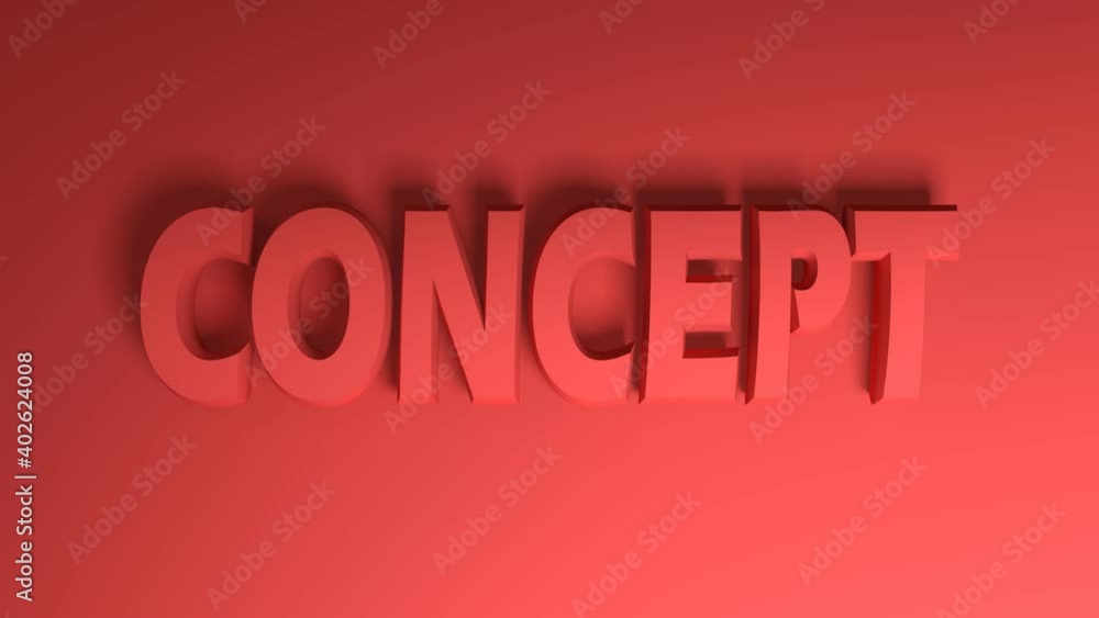 Poster the write concept in red letters, passing on a red background from right to left side of the screen 