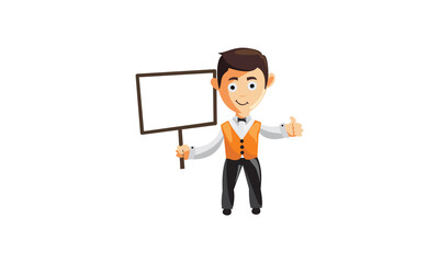 character job cloth chef waiter CLOTHES hold black whiteboard