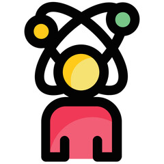 Vector icon depicting a man with digital connections on his head, illustrating a strategic person