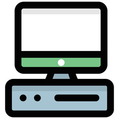 Flat vector illustration of a desktop workstation