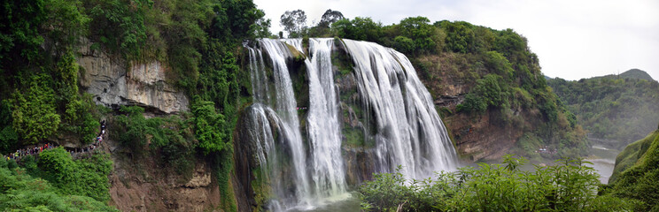China, huanggoshu waterfall, water, panorama