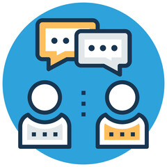 People vector with speech bubble, flat design for communication, conversation, dialog, discussion and consulting