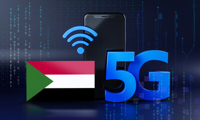 Sudan Ready for 5G Connection Concept. 3D Rendering Smartphone Technology Background