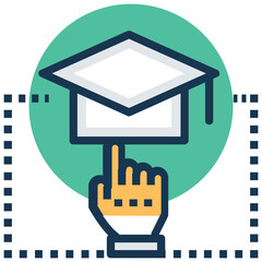 Flat vector conceptual icon of online graduation 