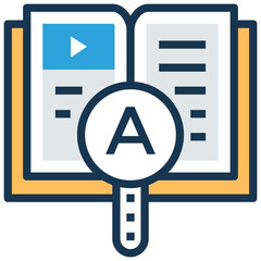 Simple style flat icon of Online Book Searching