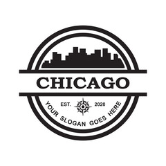 Chicago Skyline silhouette Vector , America Logo