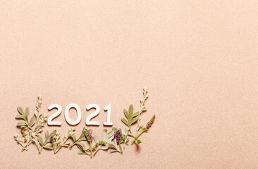 New Year card with plants