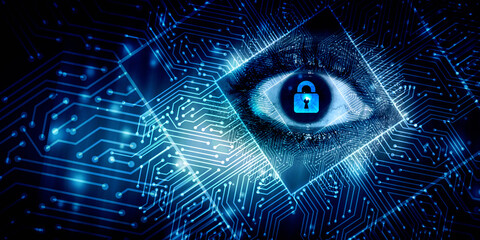 2d illustration Safety concept: Closed Padlock on digital background