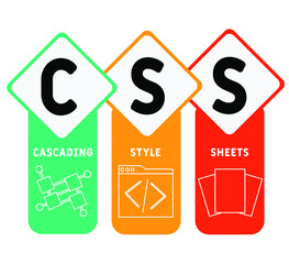 CSS - Cascading Style Sheets acronym. business concept background.  vector illustration concept with keywords and icons. lettering illustration with icons for web banner, flyer, landing page