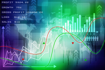 2d rendering Stock market online business concept. business Graph 