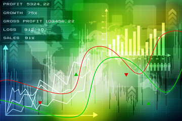 2d rendering Stock market online business concept. business Graph 