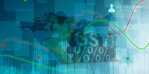 2d rendering Stock market online business concept. business Graph 