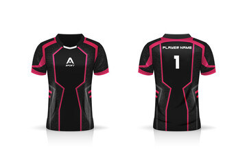 Specification Soccer Sport , Esport Gaming T Shirt Jersey template. mock up uniform . Vector Illustration design