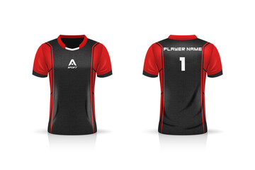 Specification Soccer Sport , Esport Gaming T Shirt Jersey template. mock up uniform . Vector Illustration design