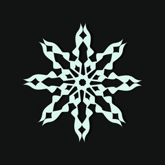 Vector snowflake silhouette on a dark background