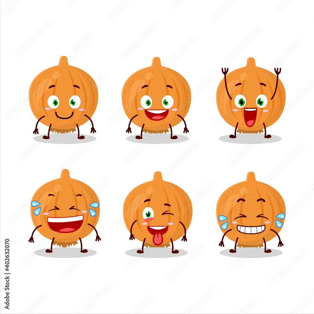 Wall mural Cartoon character of onion with smile expression