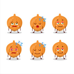 Cartoon character of onion with sleepy expression