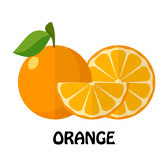 Vector Illustration Flat Orange isolated on white background , minimal style , Raw materials fresh fruit