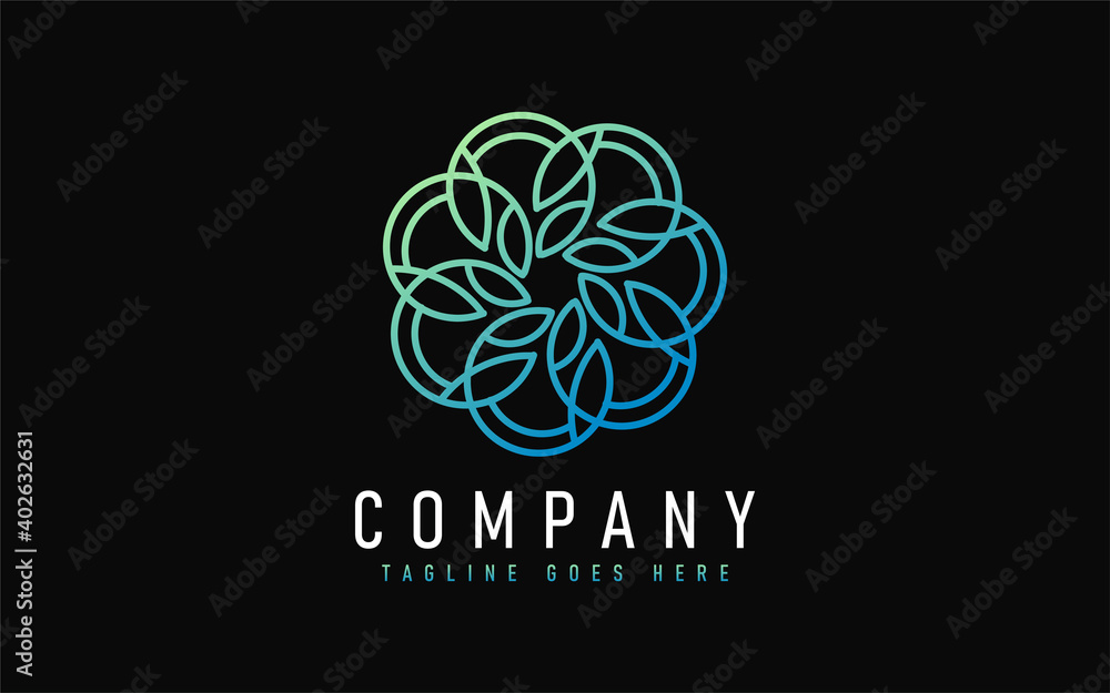 Poster abstract modern logo design based from circular round lines. geometric colorful lines symbol. usable