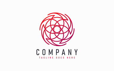 Abstract Modern Logo Design Based From Circular Round Lines. Geometric Colorful Lines Symbol. Usable For Business, Community, Foundation, Services, Tech, Company. Vector Logo Design Illustration.