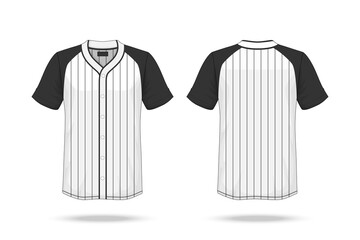 Specification Baseball T Shirt Mockup  isolated on white background , Blank space on the shirt for the design and placing elements or text on the shirt , blank for printing , vector illustration