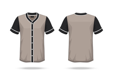 Specification Baseball T Shirt brown black Mockup  isolated on white background , Blank space on the shirt for the design and placing elements or text on the shirt , blank for printing , illustration