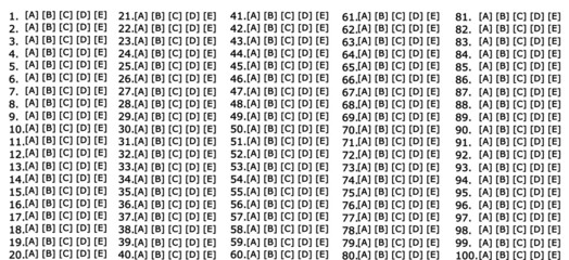 Obraz premium Multiple choice answer sheet.Answer paper for testing and examination.