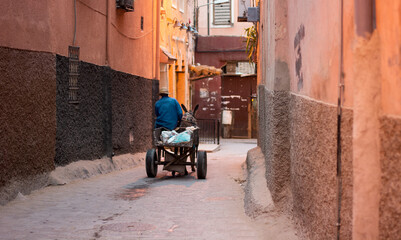 a cart in an alley of the old city