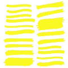 Vector highlighter elements. Yellow marker text selection