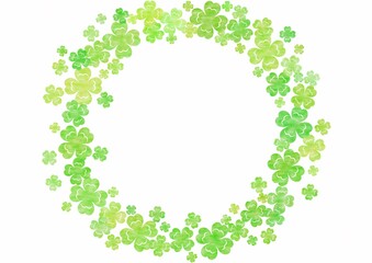 円形に集う四つ葉のクローバーのフレーム no.02