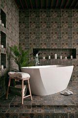 Bathroom interior in oriental style