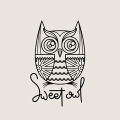 Sweet outline logo. Doodel isolated emblem design. Kids education symbol