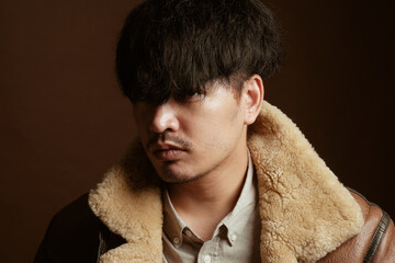Asian man portrait in vintage hipster style - Studio - 402638023