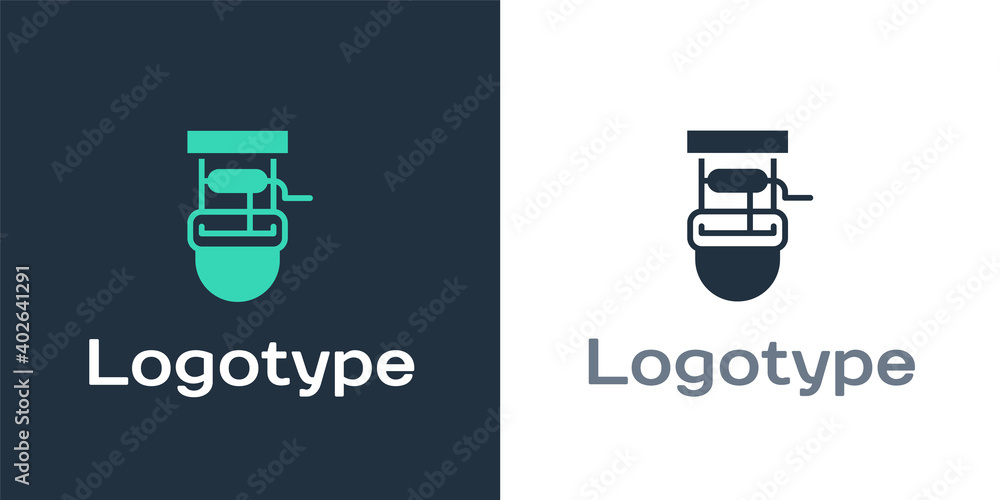 Poster logotype well with a bucket and drinking water icon isolated on white background. logo design templa