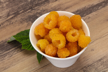 Sweet ripe tasty yellow raspberry