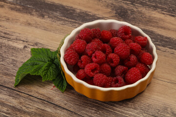 Red bright ripe sweet raspberry