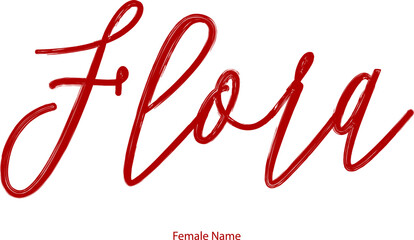 Flora Female Name in Beautiful Cursive Typography Text 