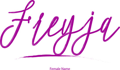 Freyja Female Name in Beautiful Cursive Typography Text 