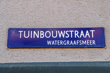 Street Sign Tuinbouwstraat Street At Amsterdam The Netherlands 2018