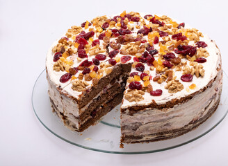 gingerbread cake sprinkled with dried fruits
