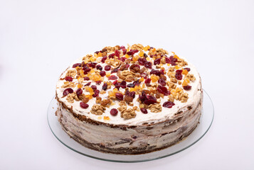 gingerbread cake sprinkled with dried fruits