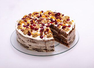 gingerbread cake sprinkled with dried fruits