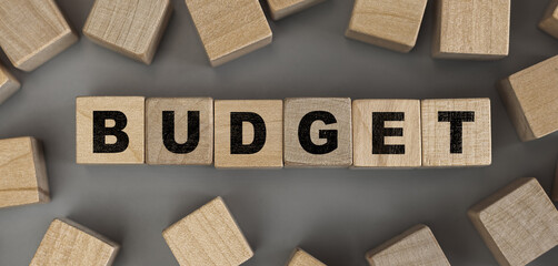 The word BUDGET made from wooden cubes. Conceptual photo