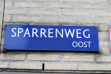 Street Sign Sparrenweg At Amsterdam The Netherlands 16-12-2020