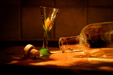 Vintage photo, just a drop of schnapps left.