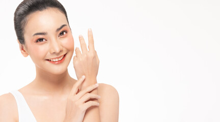 Obraz na płótnie Canvas Beauty asian women portrait face with skin care healthy and skin.