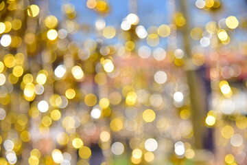 Blurred bokeh light gold background.