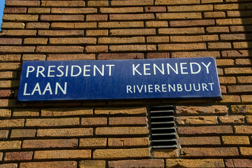 Street Sign President Kennedylaan At Amsterdam The Netherlands 2019